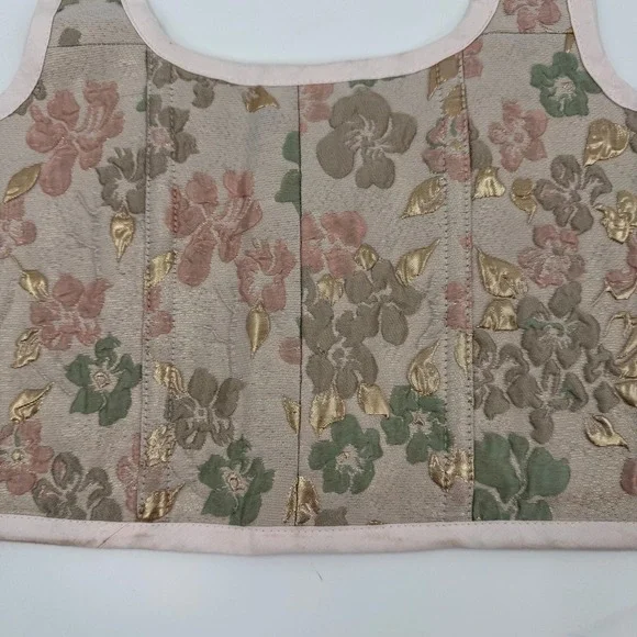 French Meadows Floral Tapestry Corset Stays Bodice Pink Gold Renaissance PNW - Picture 12 of 14